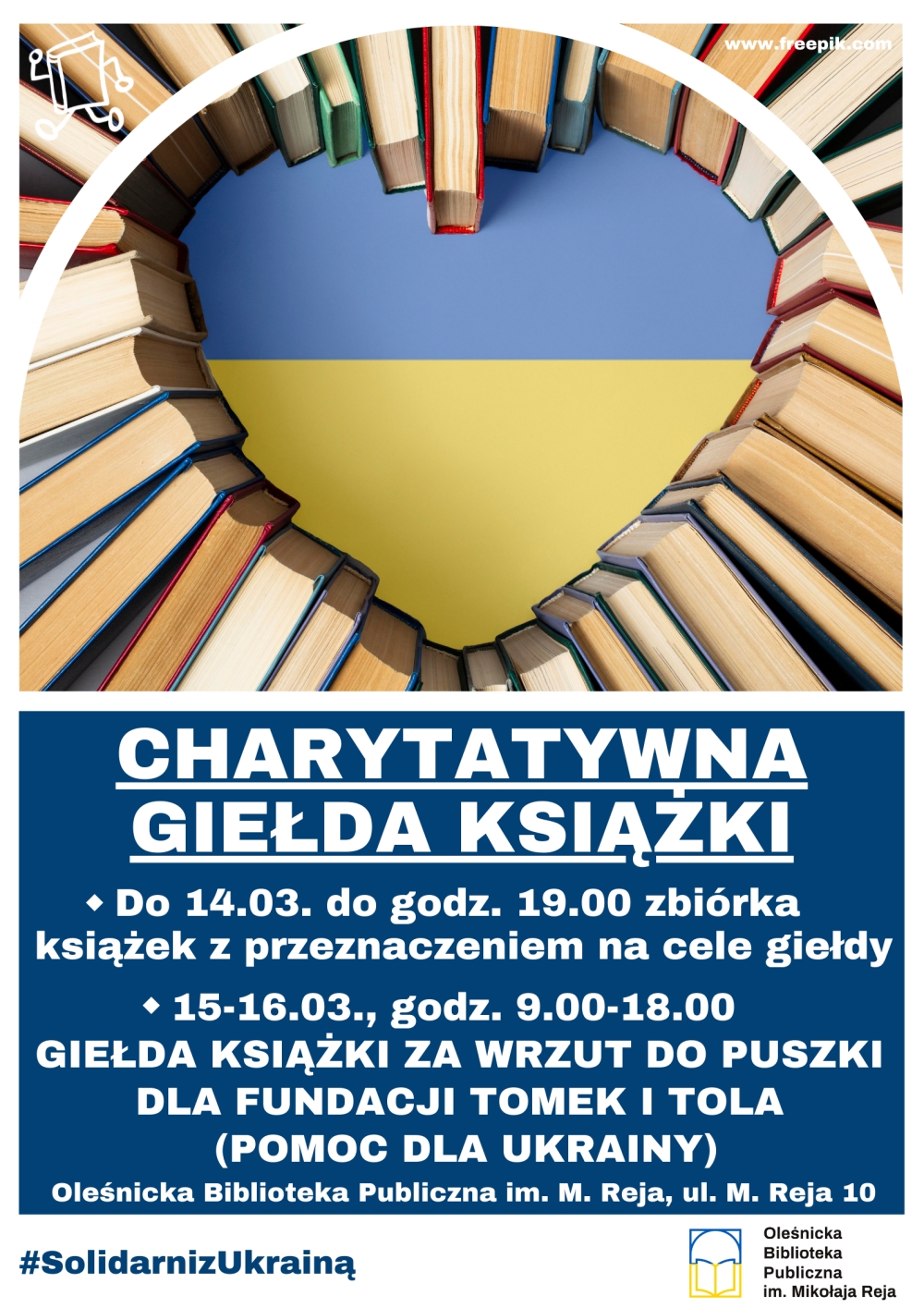 Plakat promujący zbiórkę książek i Giełdę Książki